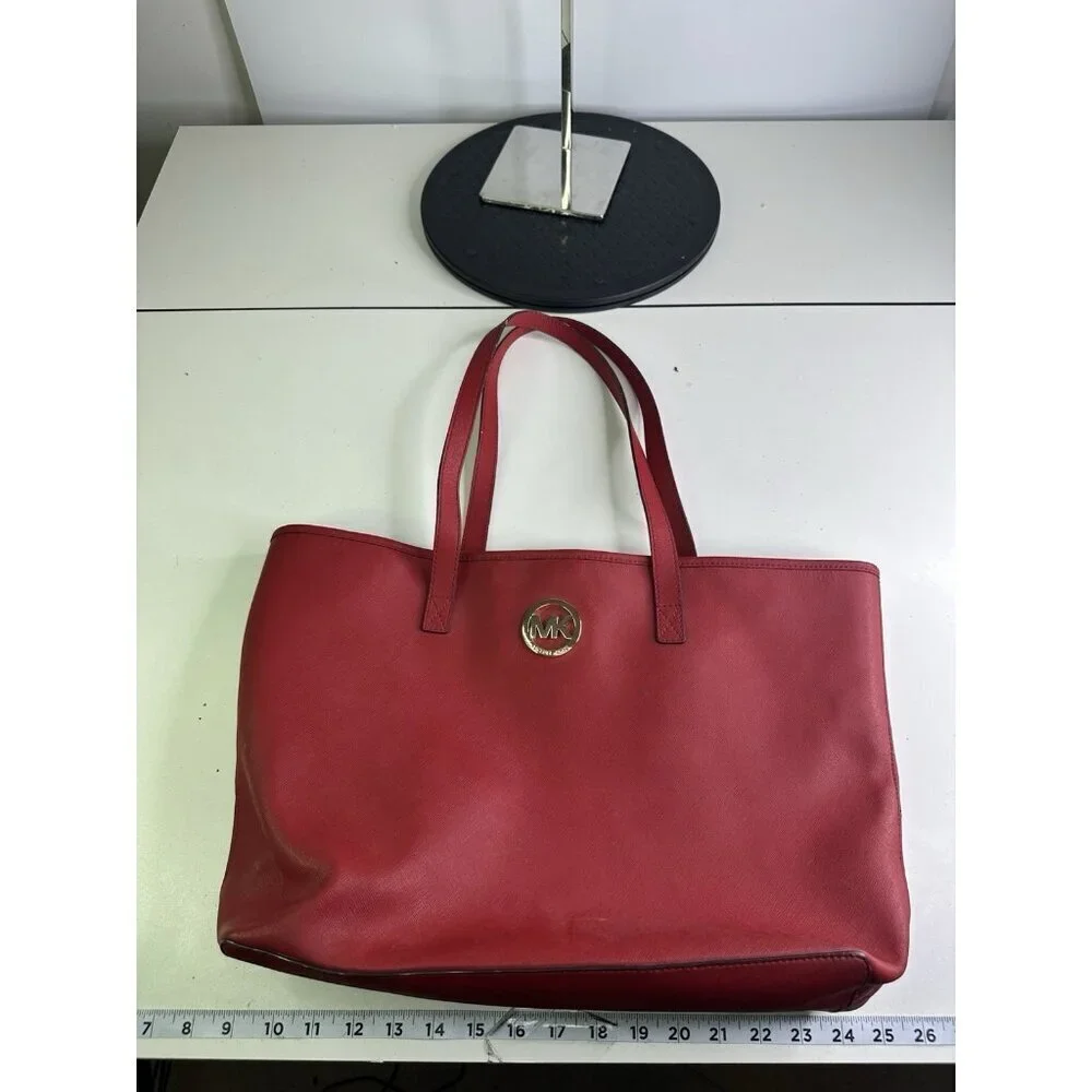 Michael Kors Leather Jet Set Travel Tote Bag Red 35S3GTVT2T
